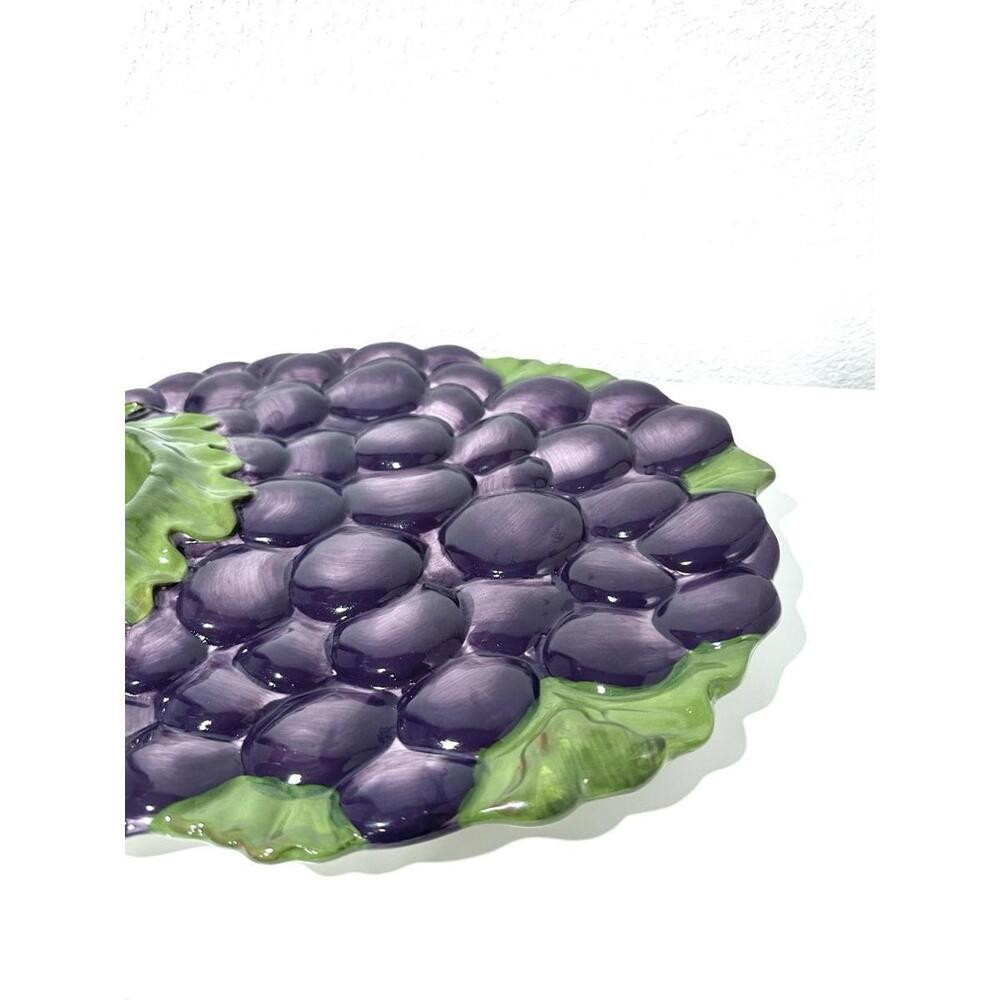 Celebrating Home Grape Platter Stoneware Collection Purple Green Glossy 16"x13" - Picture 7 of 8